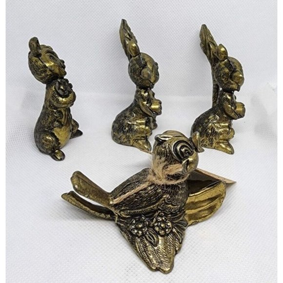 Rare 4 Mod Dep Made In Italy Brass Animals Home Decor Shelf Sitter Vintage Figur - Picture 4 of 12